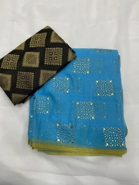 Printed Daily Wear Chiffon Saree - Sky Blue