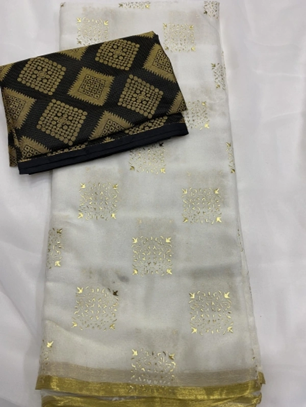 Printed Daily Wear Chiffon Saree - White
