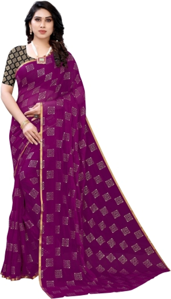 Printed Daily Wear Chiffon Saree - Wine