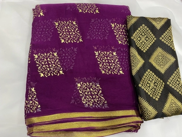 Printed Daily Wear Chiffon Saree - Wine