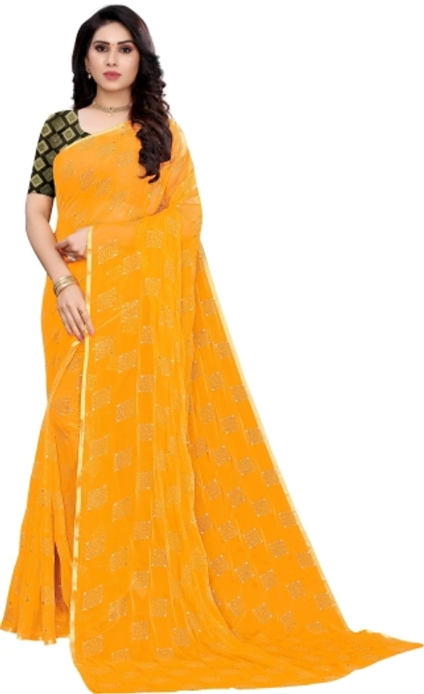 Printed Daily Wear Chiffon Saree - Yellow 1