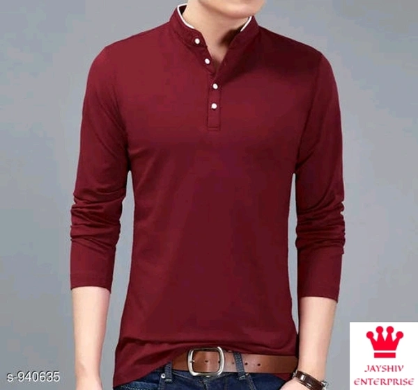 SHIVA Stylish Casual Cotton Solid T-Shirt - Red, M
