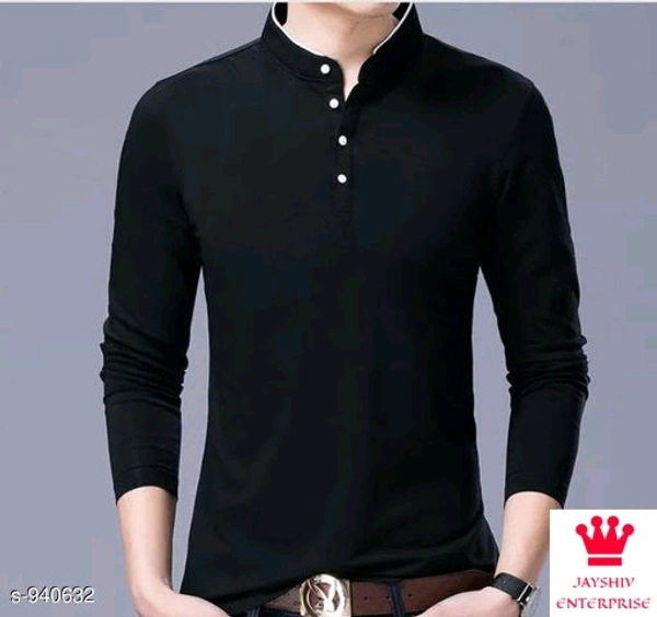SHIVA Stylish Casual Cotton Solid T-Shirt - Black, L