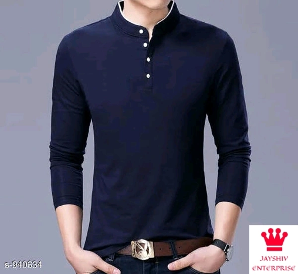 SHIVA Stylish Casual Cotton Solid T-Shirt - Blue, Xxl