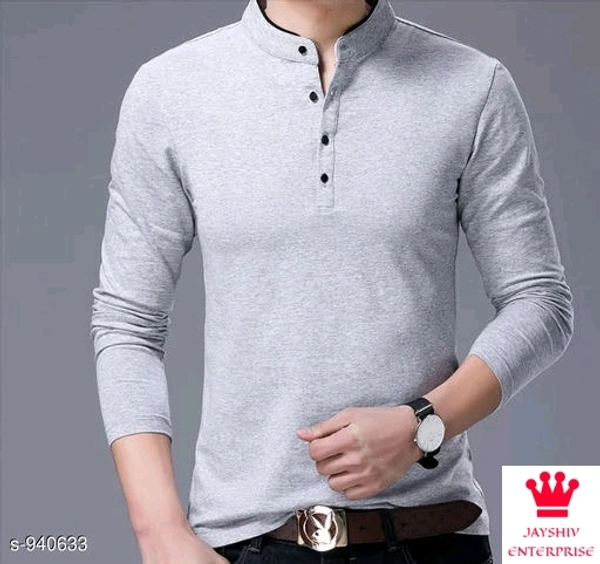 SHIVA Stylish Casual Cotton Solid T-Shirt - Grey, Xxl