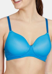 SHIVA Zivame Non wired Padded T Shirt Bra - Blue, 34 C