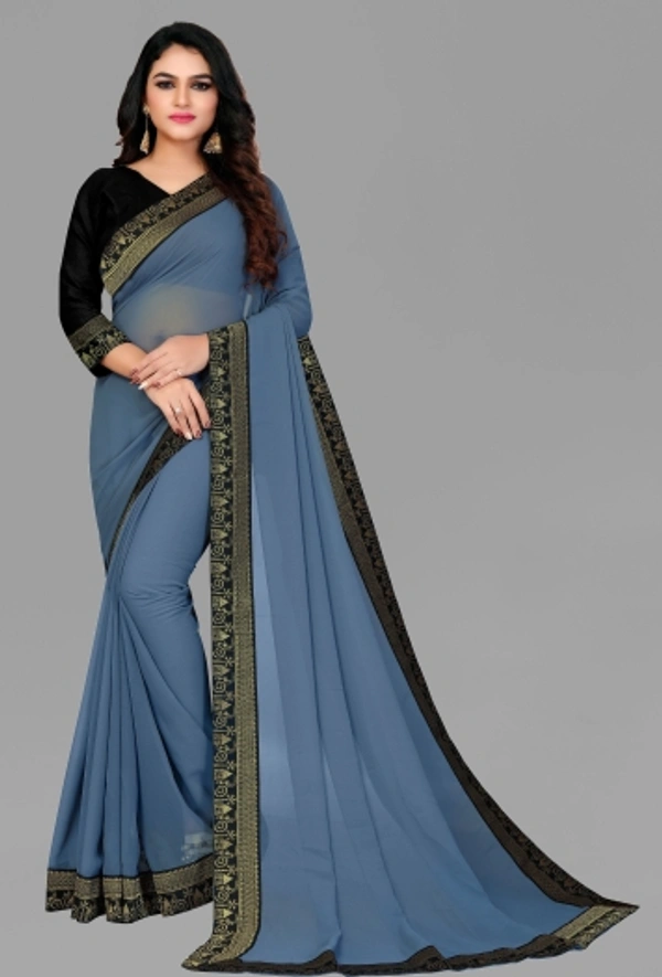 SHIVA sadika Woven, Embroidered Daily Wear Georgette, Chiffon Saree - Grey
