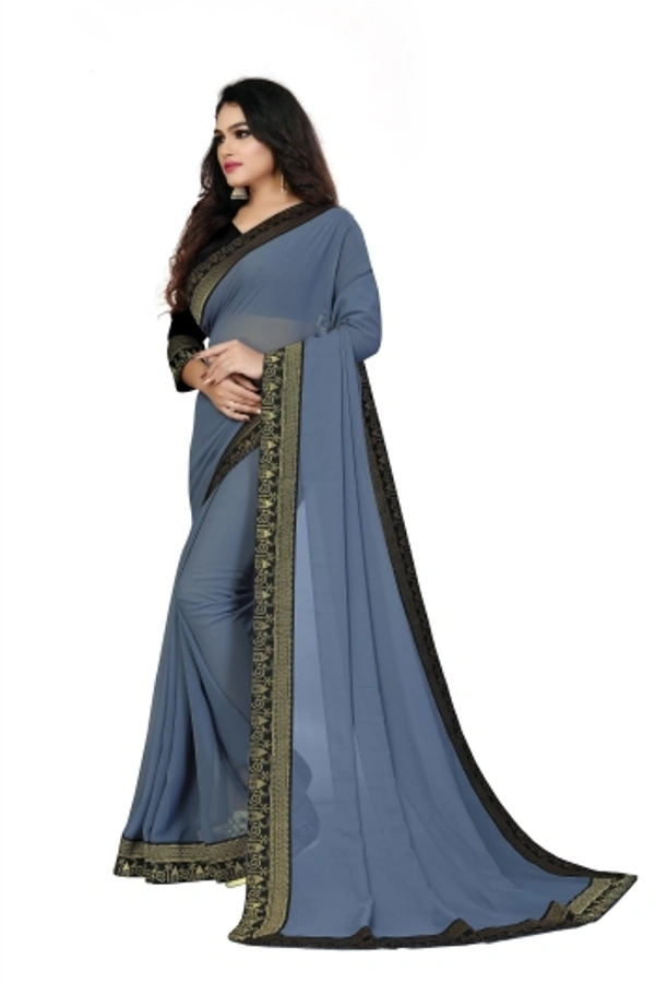 SHIVA sadika Woven, Embroidered Daily Wear Georgette, Chiffon Saree - Grey