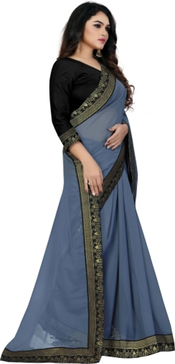 SHIVA sadika Woven, Embroidered Daily Wear Georgette, Chiffon Saree - Grey