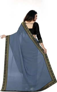 SHIVA sadika Woven, Embroidered Daily Wear Georgette, Chiffon Saree - Grey