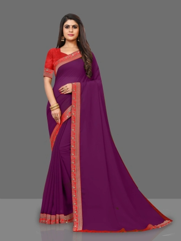 SHIVA sadika Woven, Embroidered Daily Wear Georgette, Chiffon Saree - Purple