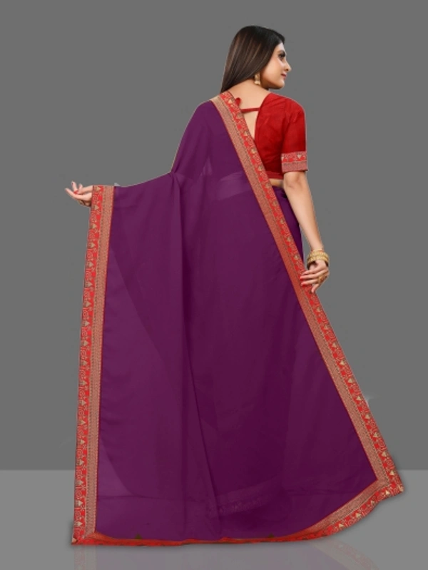 SHIVA sadika Woven, Embroidered Daily Wear Georgette, Chiffon Saree - Purple