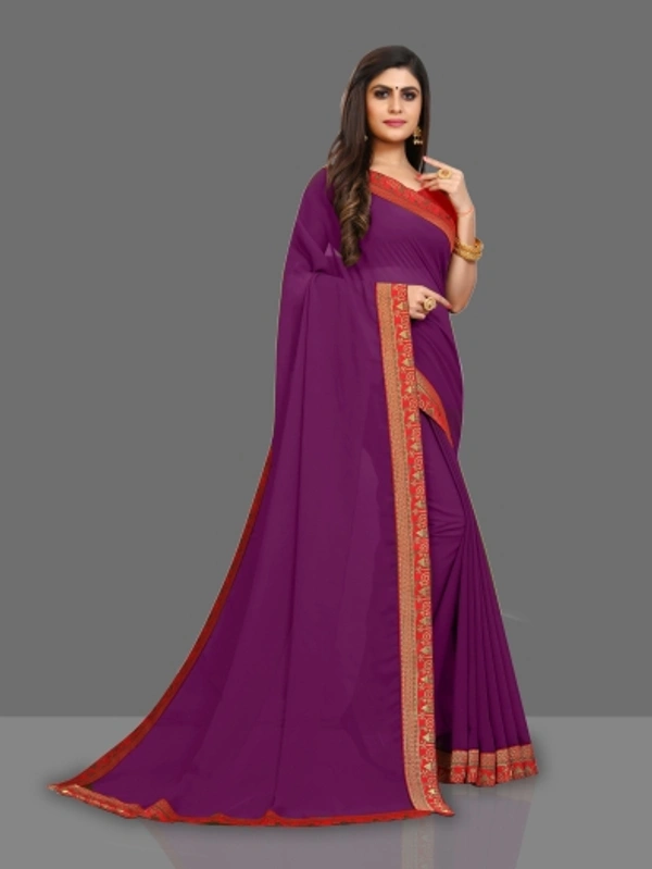 SHIVA sadika Woven, Embroidered Daily Wear Georgette, Chiffon Saree - Purple