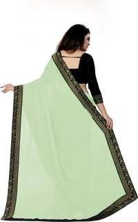 SHIVA sadika Woven, Embroidered Daily Wear Georgette, Chiffon Saree - Light Green