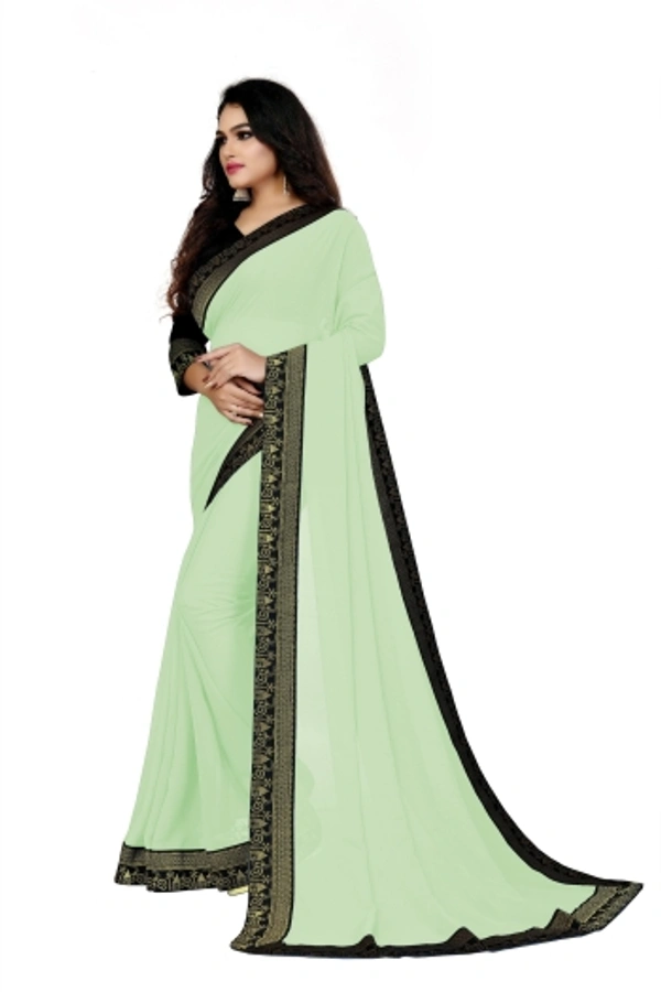 SHIVA sadika Woven, Embroidered Daily Wear Georgette, Chiffon Saree - Light Green