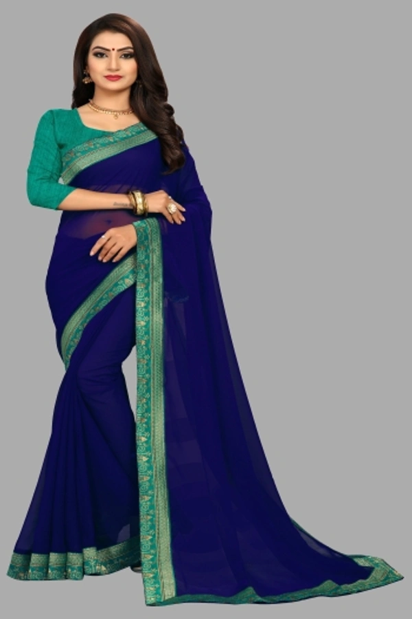 SHIVA sadika Woven, Embroidered Daily Wear Georgette, Chiffon Saree - Blue