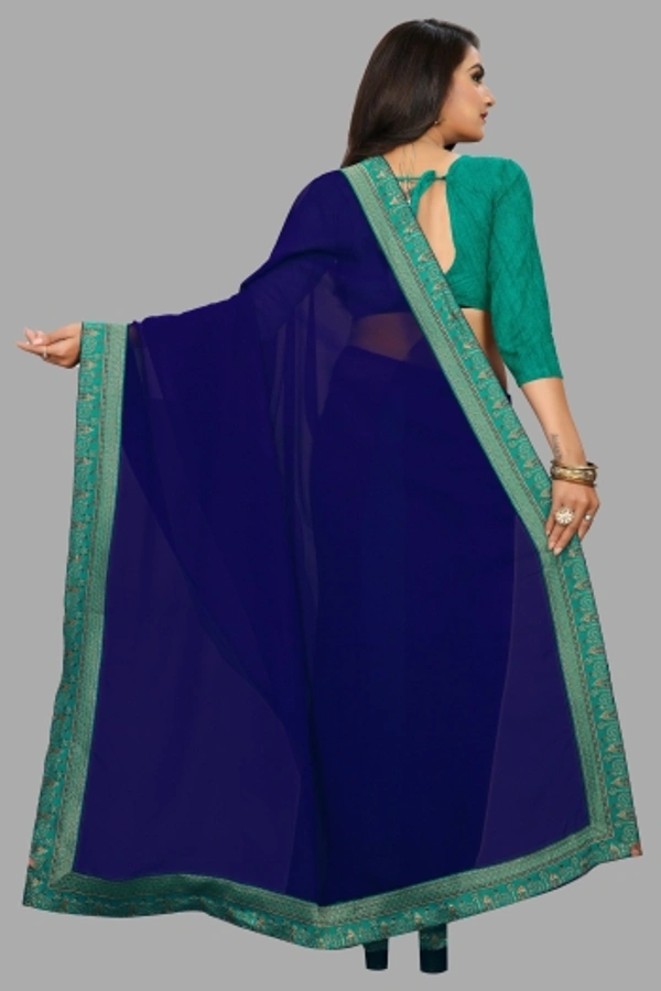 SHIVA sadika Woven, Embroidered Daily Wear Georgette, Chiffon Saree - Blue