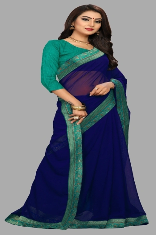 SHIVA sadika Woven, Embroidered Daily Wear Georgette, Chiffon Saree - Blue