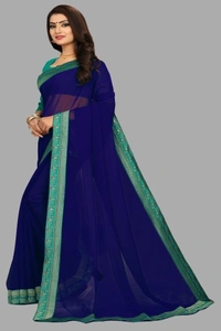 SHIVA sadika Woven, Embroidered Daily Wear Georgette, Chiffon Saree - Blue