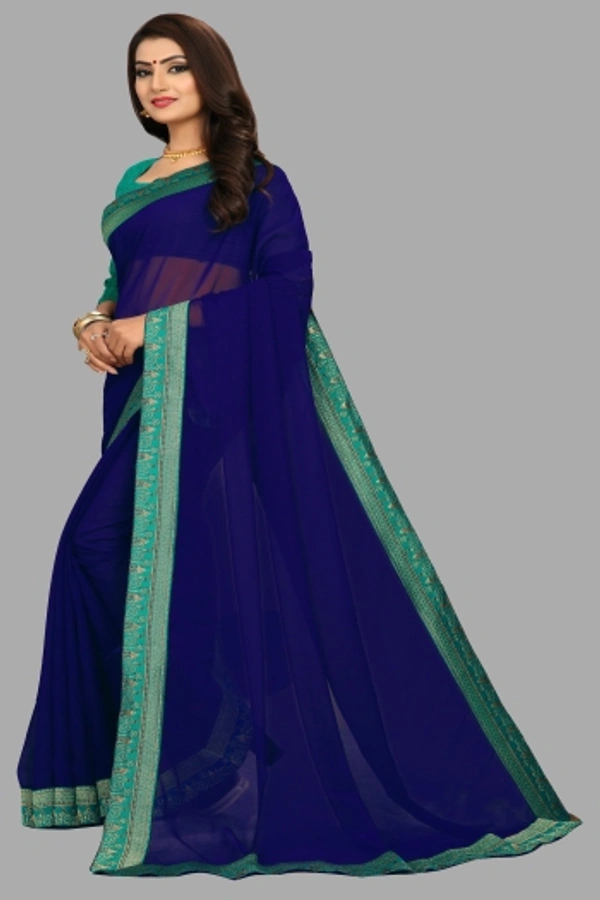 SHIVA sadika Woven, Embroidered Daily Wear Georgette, Chiffon Saree - Blue
