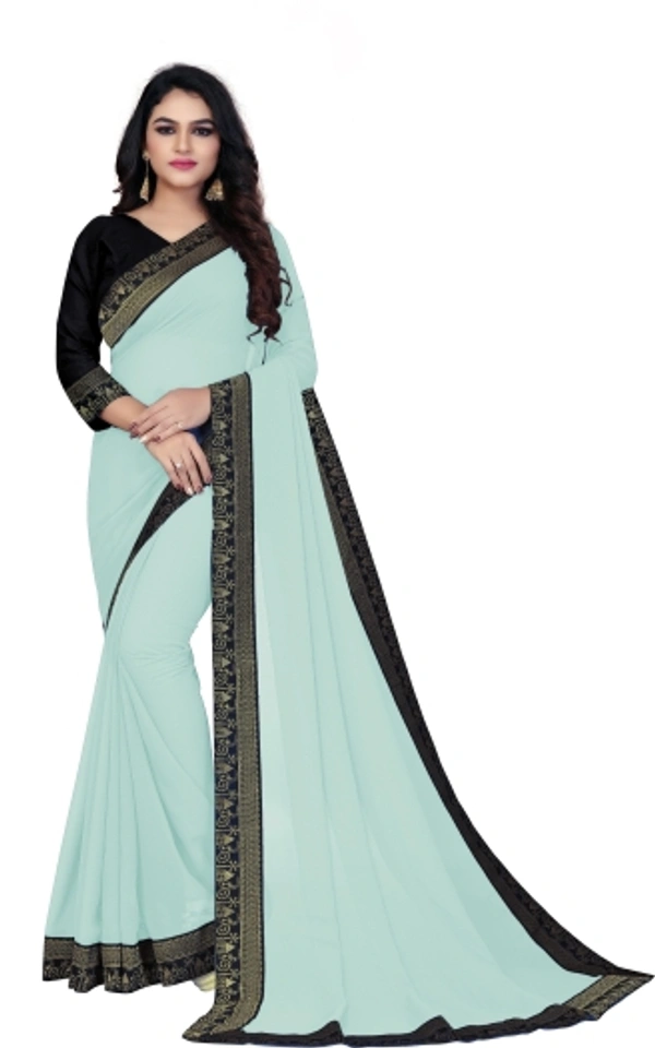 SHIVA sadika Woven, Embroidered Daily Wear Georgette, Chiffon Saree - Light Blue