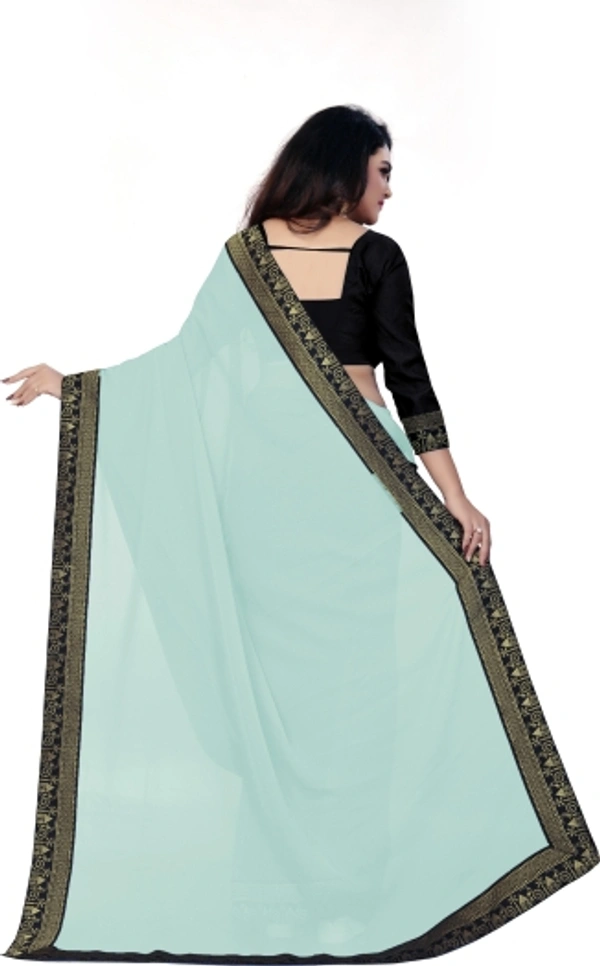 SHIVA sadika Woven, Embroidered Daily Wear Georgette, Chiffon Saree - Light Blue