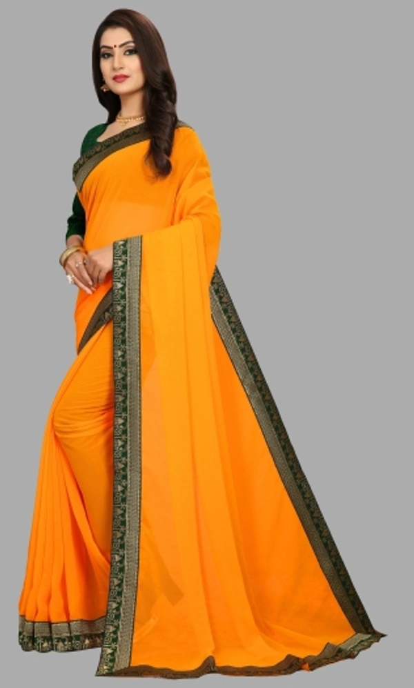 SHIVA sadika Woven, Embroidered Daily Wear Georgette, Chiffon Saree - Dark Green And Yellow