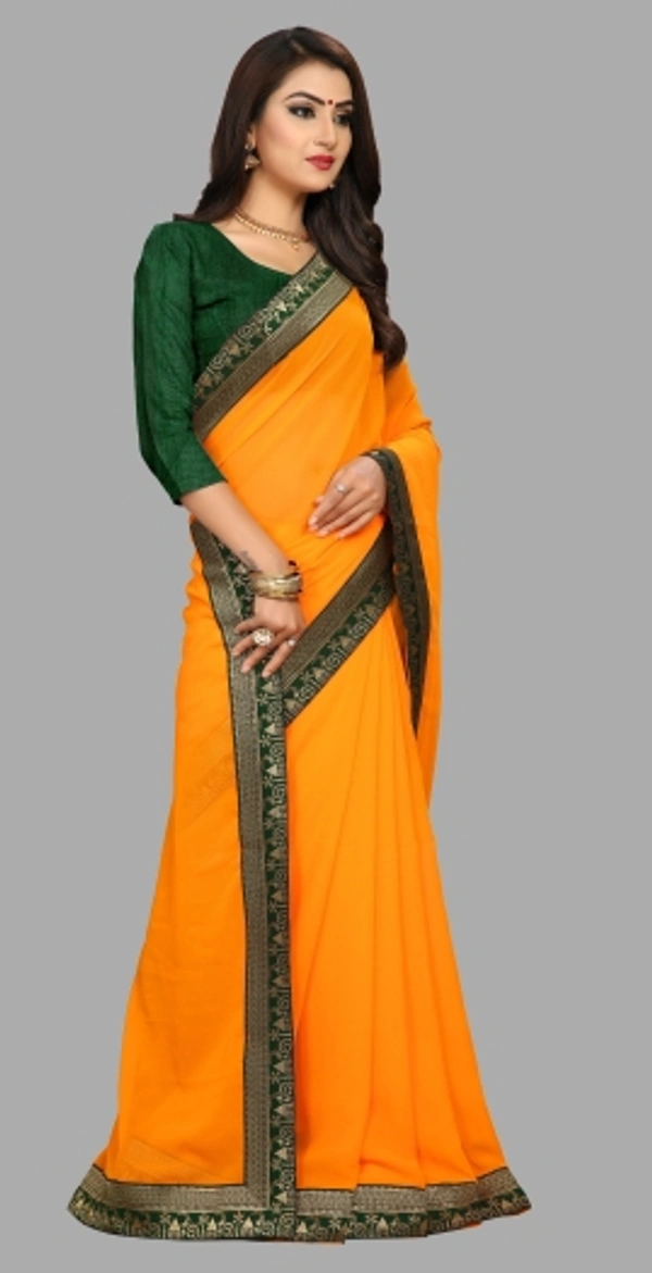 SHIVA sadika Woven, Embroidered Daily Wear Georgette, Chiffon Saree - Dark Green And Yellow