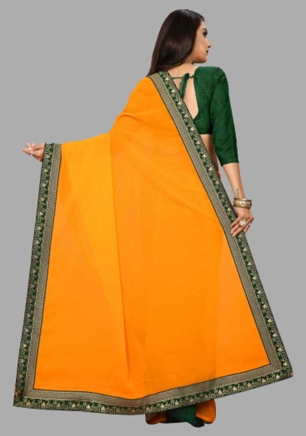 SHIVA sadika Woven, Embroidered Daily Wear Georgette, Chiffon Saree - Dark Green And Yellow
