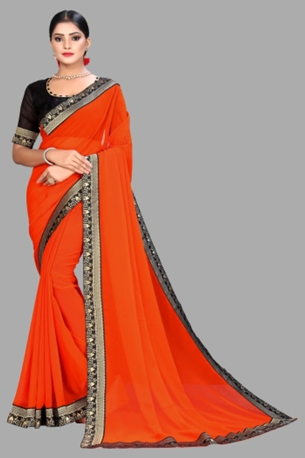SHIVA sadika Woven, Embroidered Daily Wear Georgette, Chiffon Saree - Orange