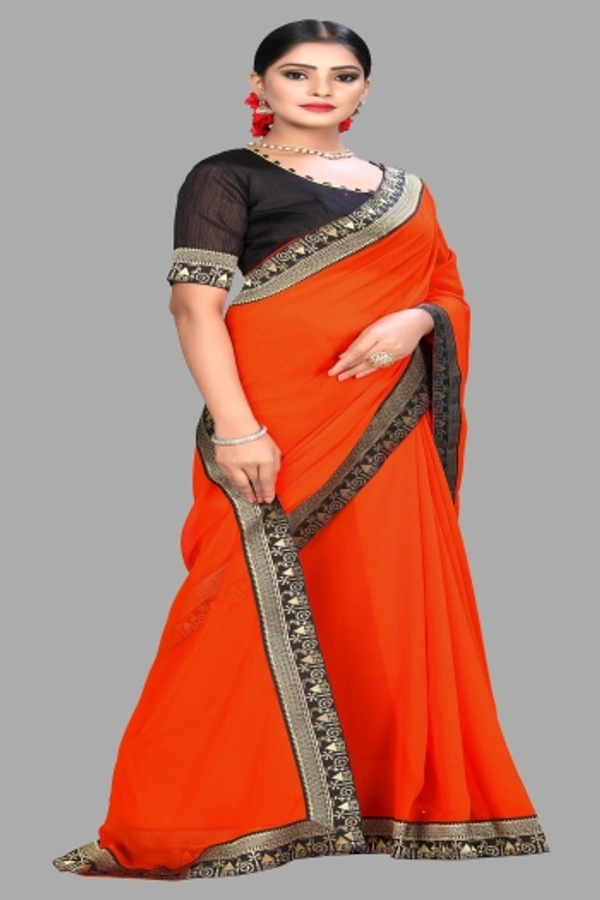 SHIVA sadika Woven, Embroidered Daily Wear Georgette, Chiffon Saree - Orange