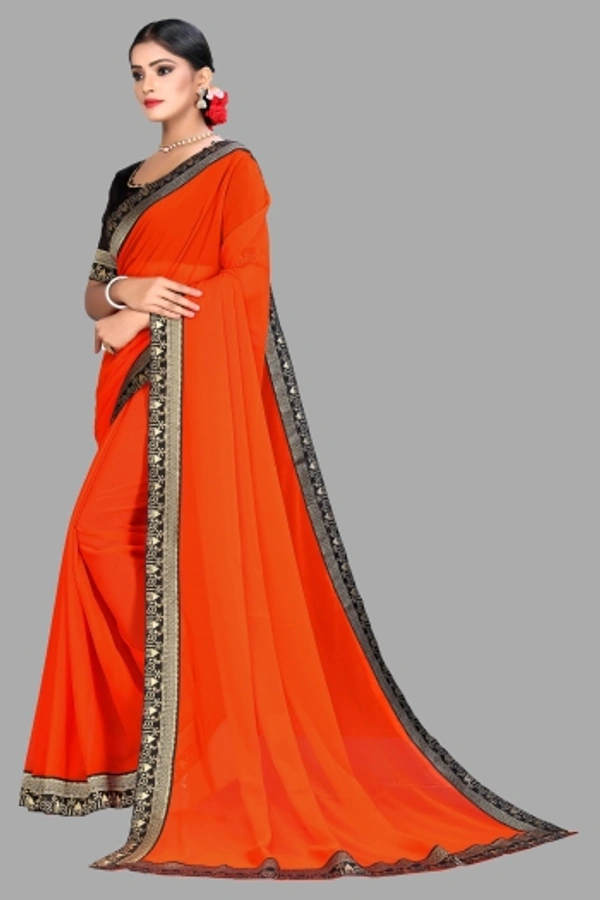 SHIVA sadika Woven, Embroidered Daily Wear Georgette, Chiffon Saree - Orange
