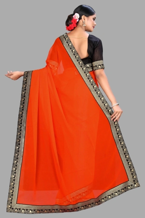 SHIVA sadika Woven, Embroidered Daily Wear Georgette, Chiffon Saree - Orange