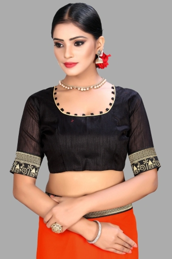SHIVA sadika Woven, Embroidered Daily Wear Georgette, Chiffon Saree - Orange
