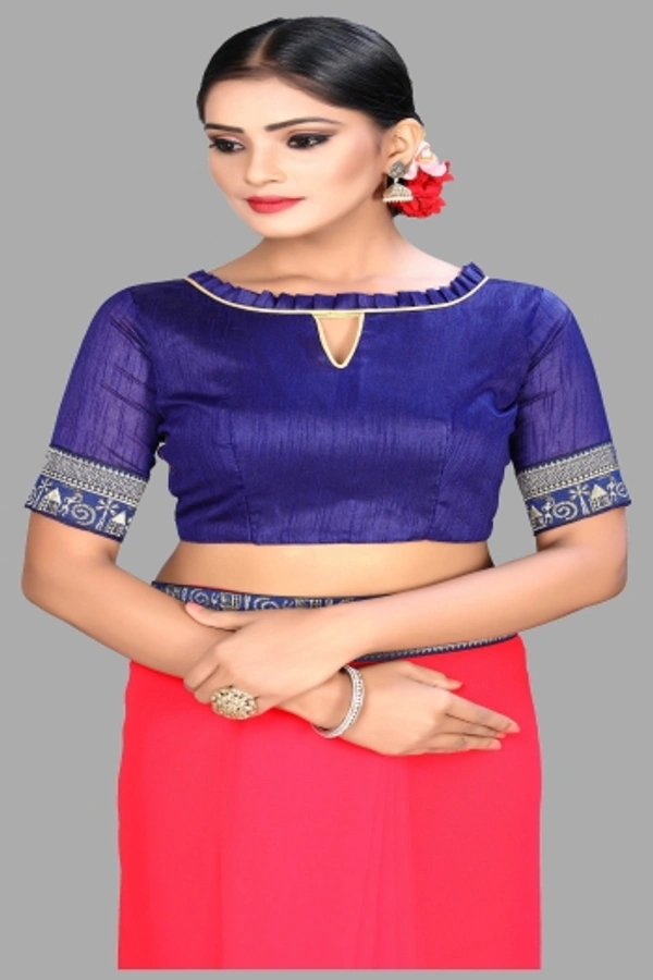 SHIVA sadika Woven, Embroidered Daily Wear Georgette, Chiffon Saree - Blue And Pink