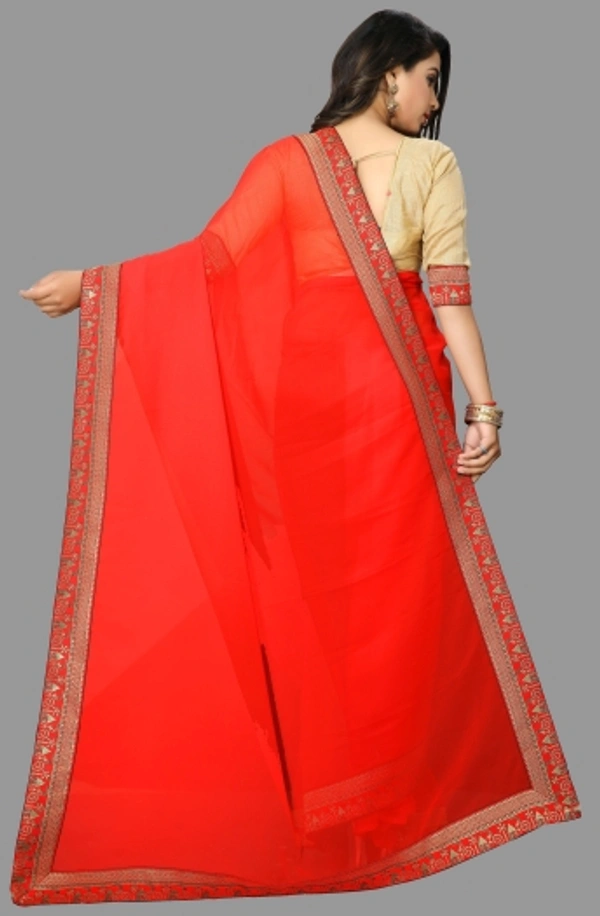 SHIVA sadika Woven, Embroidered Daily Wear Georgette, Chiffon Saree - Red