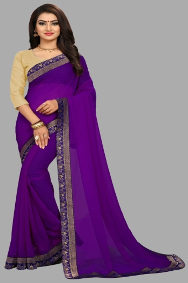 SHIVA sadika Woven, Embroidered Daily Wear Georgette, Chiffon Saree - Purple2