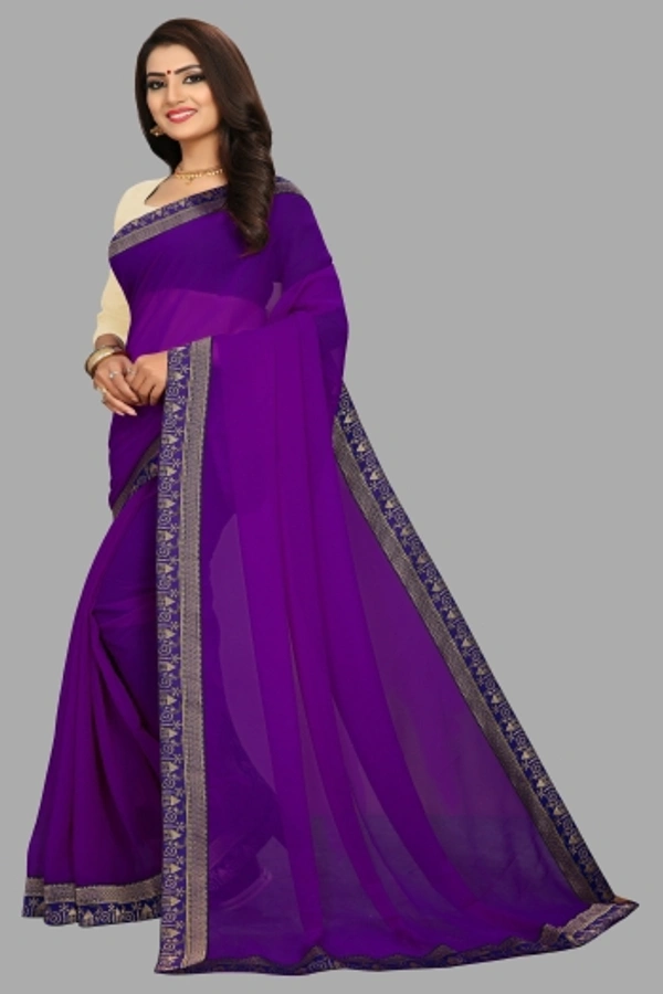 SHIVA sadika Woven, Embroidered Daily Wear Georgette, Chiffon Saree - Purple2