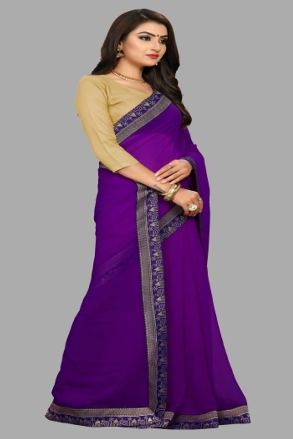 SHIVA sadika Woven, Embroidered Daily Wear Georgette, Chiffon Saree - Purple2