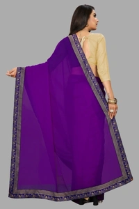 SHIVA sadika Woven, Embroidered Daily Wear Georgette, Chiffon Saree - Purple2