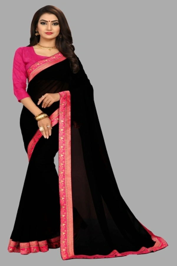 SHIVA sadika Woven, Embroidered Daily Wear Georgette, Chiffon Saree - Black