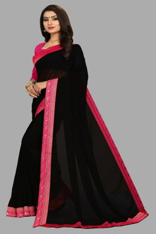 SHIVA sadika Woven, Embroidered Daily Wear Georgette, Chiffon Saree - Black