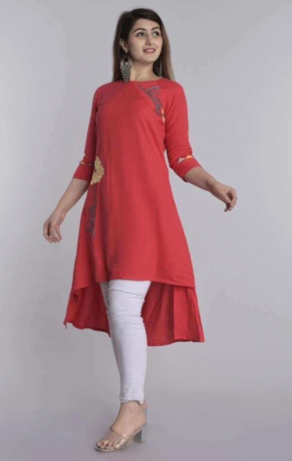 SHIVA Shopping Star Women Self Design High Low Kurta - Red, M
