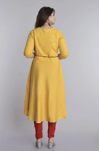 SHIVA Shopping Star Women Self Design High Low Kurta - Yellow, M