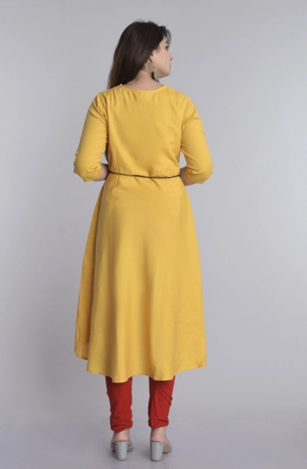 SHIVA Shopping Star Women Self Design High Low Kurta - Yellow, M