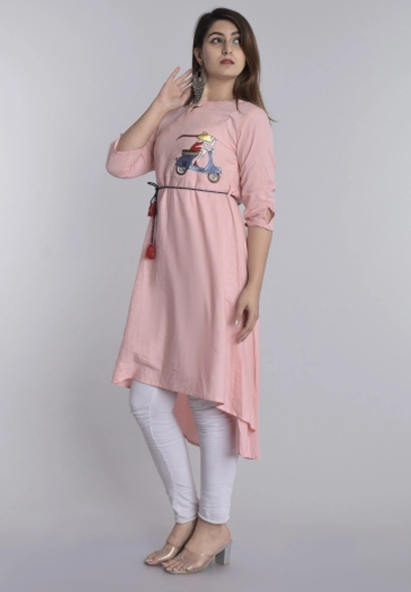 SHIVA Shopping Star Women Self Design High Low Kurta - Pink, M
