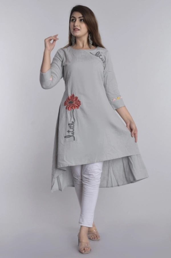 SHIVA Shopping Star Women Self Design High Low Kurta - Grey, M