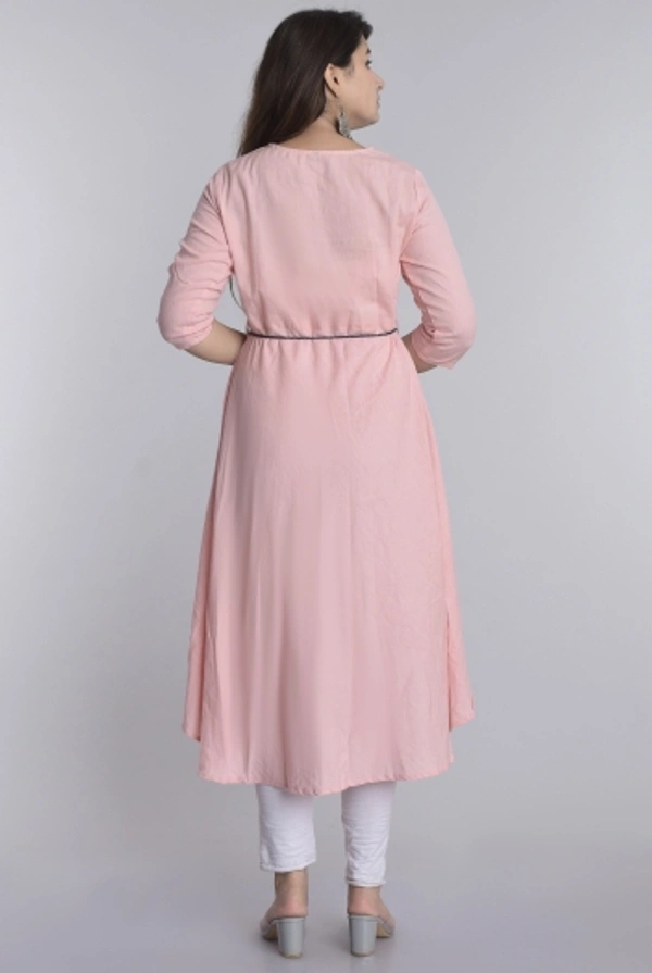 SHIVA Shopping Star Women Self Design High Low Kurta - Pink, L