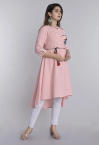 SHIVA Shopping Star Women Self Design High Low Kurta - Pink, L
