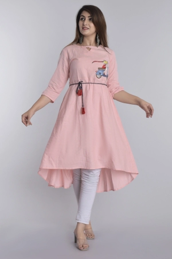 SHIVA Shopping Star Women Self Design High Low Kurta - Pink, Xl